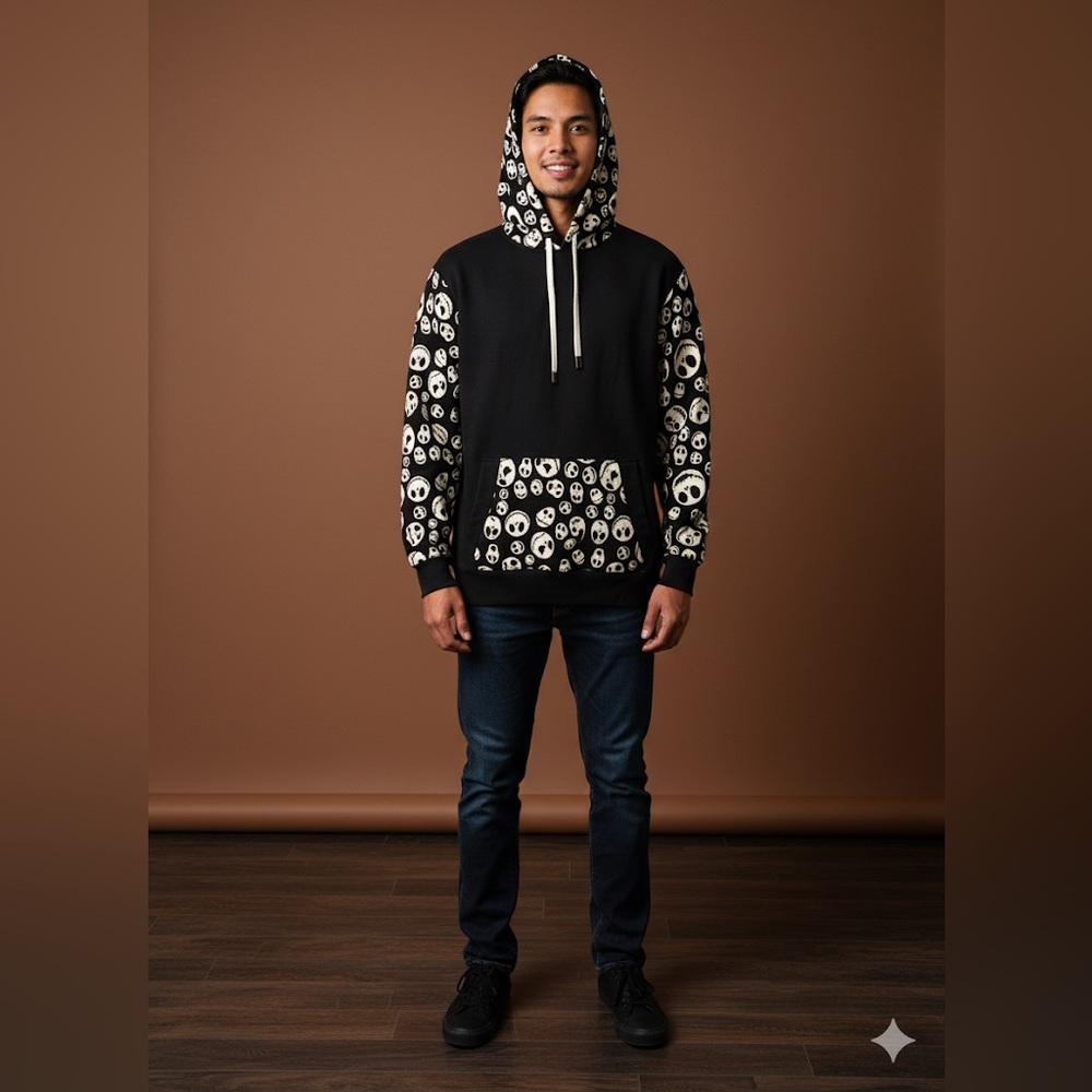 Native Sun Black and Cream Hoodie- nightmare before Christmas
